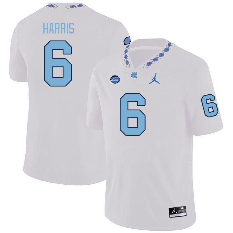 Men #6 Joshua Harris North Carolina Tar Heels College Football Jerseys Stitched-White